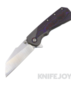 Attn2Detail Mercantile Knives Custom Delta Satin 20CV Sheepsfoot Rising Grind Blade with Purple FatCarbon Scales and Titanium Handles