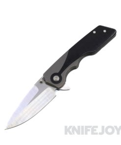 Attn2Detail Mercantile Knives Custom MK3 Medium Two-Tone Magnacut Spearpoint Bayonet Grind Blade with Black Glass Keyhole Titanium Handles