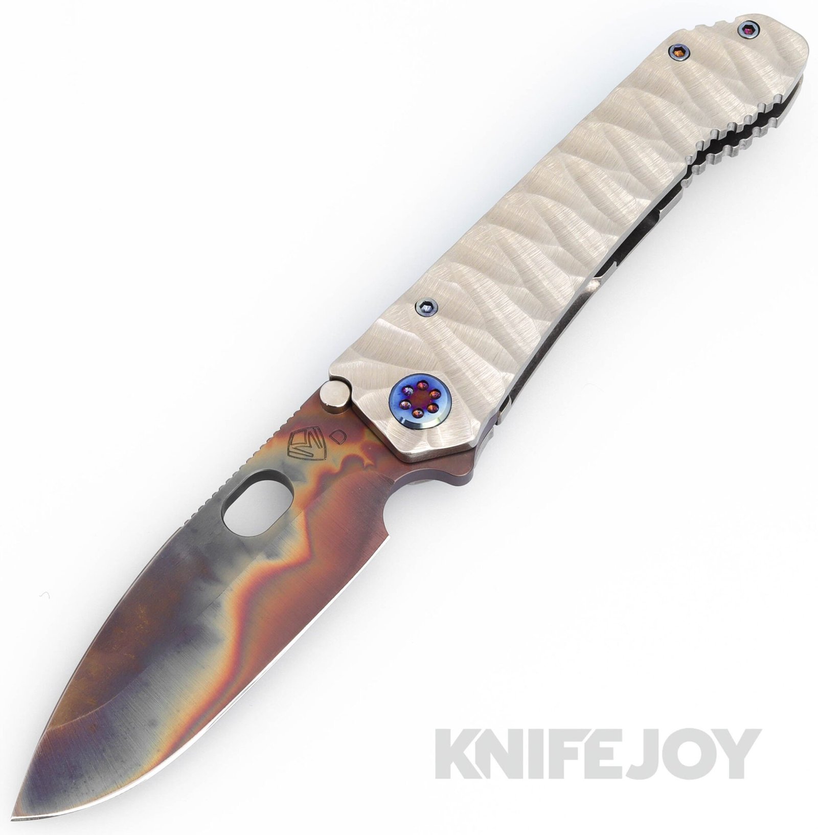 Medford Knives 187DP D2 Vulcan Drop Point Blade with Silver Predator Handles/ Flamed Hardware/ Standard Clip