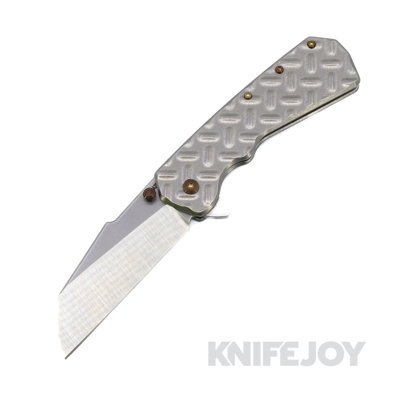 Attn2Detail Mercantile Knives Custom Delta Two-Tone Magnacut Harpoon Sheepsfoot Blade with Treadplate Titanium Handles