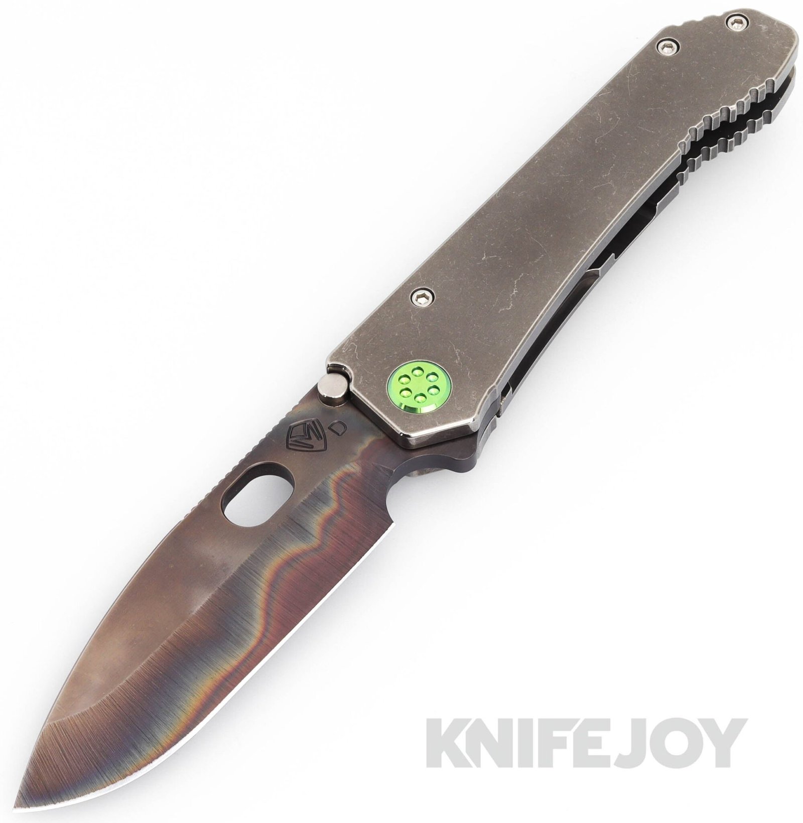 Medford Knives 187DP D2 Vulcan Blade with Tumbled Handles/ Green Hardware and Clip