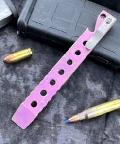Maverick Customs 5.5" Fuller with Holes Pink Anodized Titanium Pocket Pry Bar