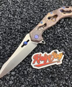 Olamic Cutlery Custom Soloist Agent Satin M390 Blade with Funky Holes/ Entropic Antique Blue Accents