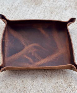 Redeemed Creations Company Small - Leather Valet Tray Plain Brown Leather