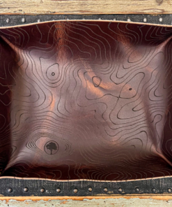 Redeemed Creations Company Small - Leather Valet Tray Topo Map Brown Leather